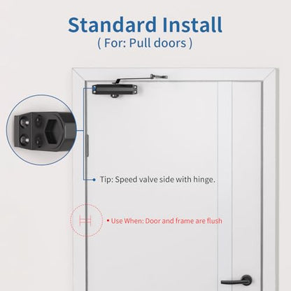 Automatic Door Closer for Home or Commercial, Heavy Duty Door Slower Closer No Slam, Hydraulic Door Soft Closer with Hold Open, Self Closing Mechanism for Ensure Smooth and Secure,Small - size: Small, style: JetBlack