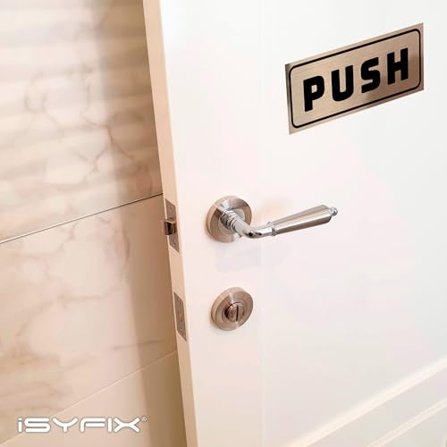 iSYFIX Push Pull Stickers Sign, 6x2.4 Inch, 2 Pack, Black/Brushed Gold - color: Black / Brushed Gold, size: Horizontal 2.4x6