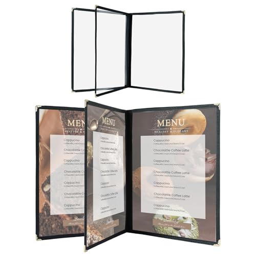 Menu Covers 8.5 x 11 Inch, Clear View Menu Holder (3 Page 6 View) - size: 3 page 6 view