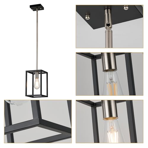 Single 1 Light Black and Brushed Nickel Modern Industrial Pendant Lighting Fixture Hanging Ceiling Light for Dining Room Living Room - color: Black & Brushed Nickel, size: 1 Lights