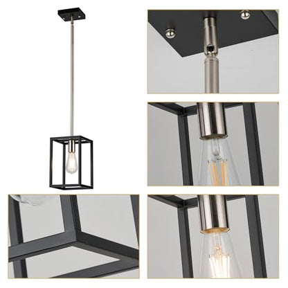 Single 1 Light Black and Brushed Nickel Modern Industrial Pendant Lighting Fixture Hanging Ceiling Light for Dining Room Living Room - color: Black & Brushed Nickel, size: 1 Lights