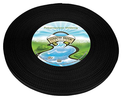 Country Brook Design - 1/2 Inch Polypropylene (Polypro) Webbing - color: Black, size: 25 Yards (Pack of 1)