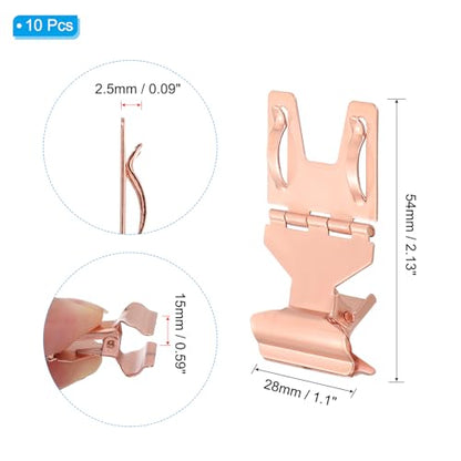 PATIKIL 10Pcs Metal Sign Clip Rotatable Sign Holder Stand Clip Rose Gold - color: Rose Gold
