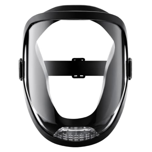 UCC LIFE Full Face Protective Shield Anti-Fog Impact Resistant Adjustable Mask (Black) - color: Black