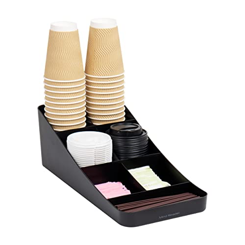Mind Reader Cup and Condiment Station, Countertop Organizer, Coffee Bar, Kitchen, Stirrers, 7.25"L x 15.5"W x 5.25"H, Black - color: Black, size: 1-Pack