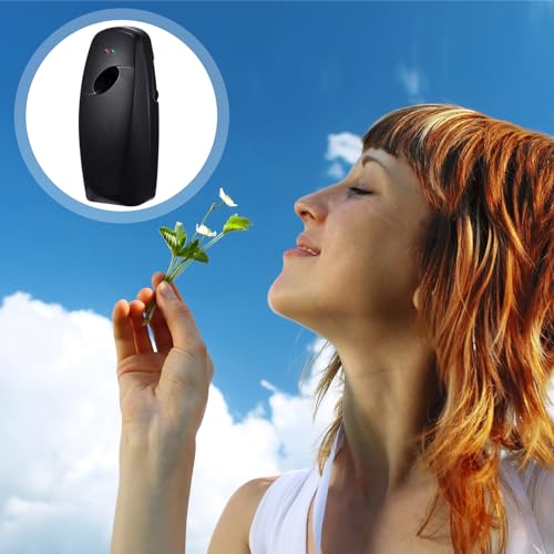 Maxcheck Automatic Air Freshener Spray Dispenser 2 Pack Wall Mounted Free Standing Restroom Air Freshener Battery Operated Automatic Sprayer Dispenser for Home Bathroom Commercial Time Scent(Black) - color: Black
