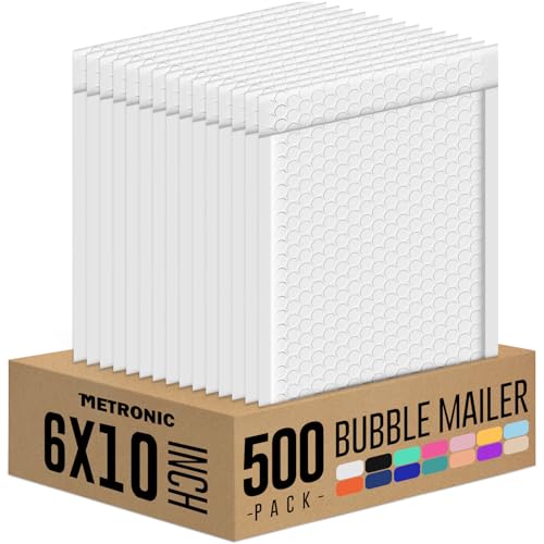 Metronic Bubble Mailer 6X10 Inch White 500 Pack,Waterproof Padded Envelopes,Self-Seal Small Bubble Mailers Cushioning Bubble Envelopes for Shipping,Jewelry Makeup Supplies, Packaging Bulk - color: White, size: 6X10" 500PC