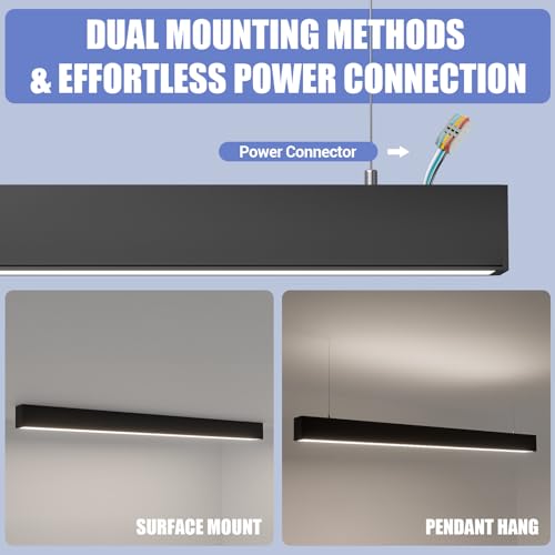 4FT LED Linear Lights 50/45/40/35/30W Up and Down Light, 3000K/4000K/5000K - color: Black, size: 4FT1P