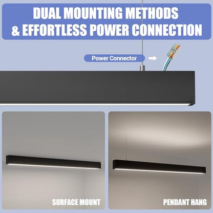 4FT LED Linear Lights 50/45/40/35/30W Up and Down Light, 3000K/4000K/5000K - color: Black, size: 4FT1P