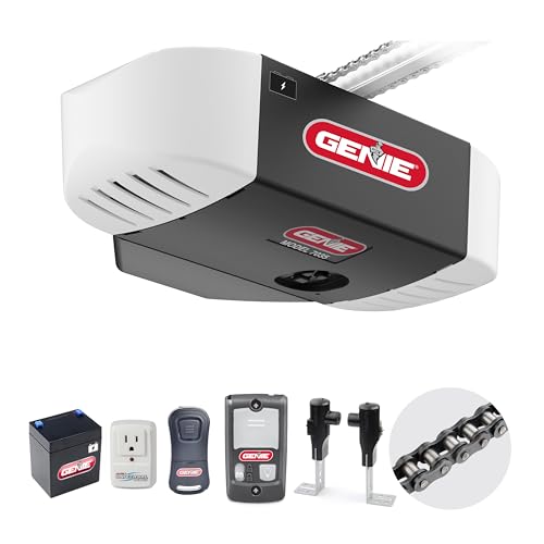 Genie Chain Drive 750 Garage Door Opener with Battery Backup, Surge Protector and one Single Button Garage Door Remote - style: One remote & surge protector