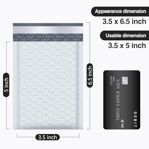 UCGOU Mini Bubble Mailers 3.5x6.5" Padded White 50 Pack Usable Size 3.5x5" - color: White, size: 3.5x6.5" 50PC