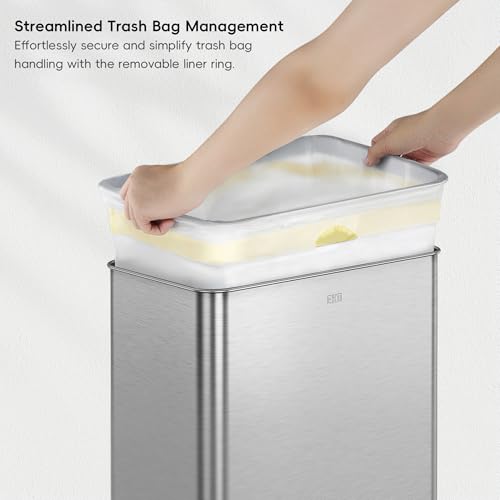 EKO Mirage X 80 Liter / 21.1 Gallons Motion Sensor Trash Can or Recycling Bin, Automatic Large Kitchen Trash Can Touchless, Stainless Steel - size: Mirage X 80 liter - Stainless Steel