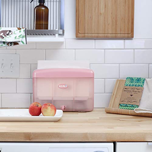 EZbrnd Countertop SLIMFOLD Hand Towel Dispenser for Kitchen/Bathroom/Office/RV/Airbnb, Guest Towel Holder, Pink - color: Pink