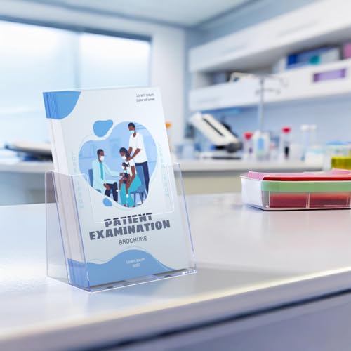 Marketing Holders Brochure Holder for 5.5” Wide Printed Materials Acrylic Countertop Display Literature Tri Fold Stand Rack Literature Organizer Pamphlet Holder Paper