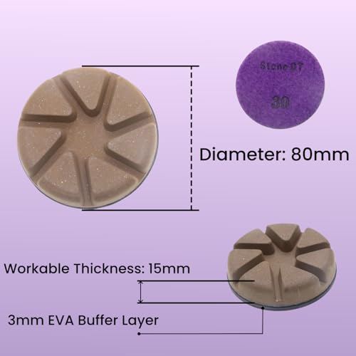 Hybrid Diamond Polishing Pucks, 3’’ Floor Grinding Pads for Hard Concrete Surface, Compatible with Ride-on/Walk-Behind Floor Grinder, Aggressive Ceramic Bond, 30#, 9PCS - style: 30# 9PCS