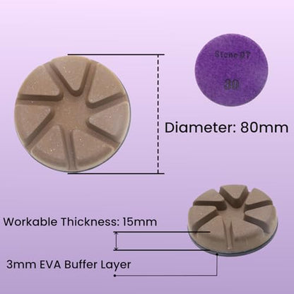 Hybrid Diamond Polishing Pucks, 3’’ Floor Grinding Pads for Hard Concrete Surface, Compatible with Ride-on/Walk-Behind Floor Grinder, Aggressive Ceramic Bond, 30#, 9PCS - style: 30# 9PCS