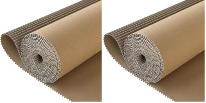 SYOGUA Corrugated Cardboard Roll, 17 x 197 Inches Thicker Wider Corrugated Paper, Single Face Large Cardboard Sheets Thick Cardboard Roll for Crafts, Shipping, Mailing, Gift Packaging (Pack of 2) - size: 17 x 197 inches (Pack of 2)