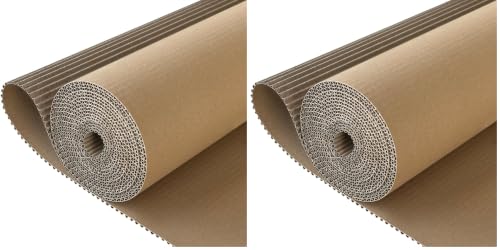 SYOGUA Corrugated Cardboard Roll, 17 x 197 Inches Thicker Wider Corrugated Paper, Single Face Large Cardboard Sheets Thick Cardboard Roll for Crafts, Shipping, Mailing, Gift Packaging (Pack of 2) - size: 17 x 197 inches (Pack of 2)