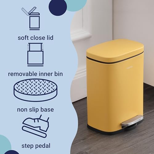 happimess Connor 2-Piece Iron Trash Can, Daffodil Yellow - color: Daffodil Yellow