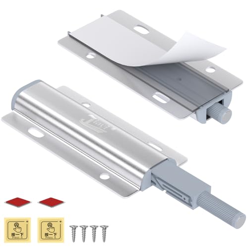 Push Open Door Latch, Jiayi 2 Pack Magnetic Cabinet Push Open Latch, Touch Latches Push Latch for Hidden Doors Closure Silver Push Release Press Out Cabinet Catches Hardware - color: Silver, size: 2 Pack