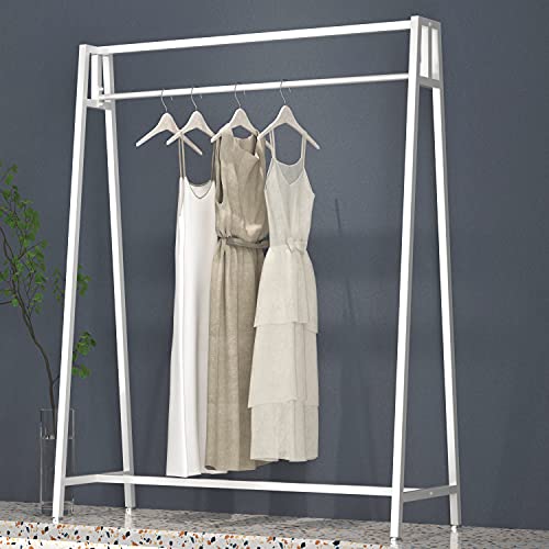 HOMEKAYT White Clothing Racks for Hanging Clothes, Heavy Duty Garment Rack, Modern Metal Display Rack for Home, Clothing Store, Boutique 47''L-White - color: White