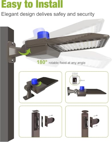 YXL LED Parking Lot Shoebox Light with Dusk to Dawn Photocell, 56000LM 5000K Daylight Arm Mount, IP65 Waterproof Area Light for Parking Lot Sports Stadium 400W 12Pack - size: 400W Arm 12Pack