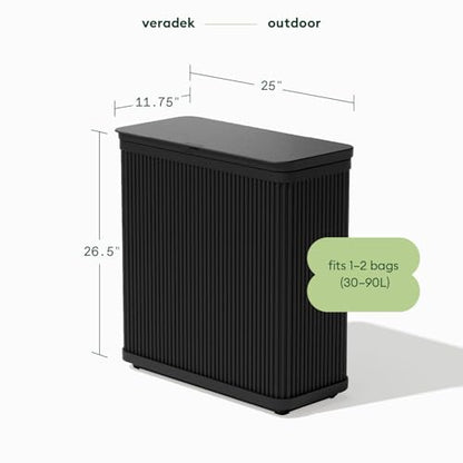 Veradek Tambour Waste Bin - Outdoor Trash Can with Dual Bag System - color: Black, size: 25" L x 11.75" W x 26.5" H - 2 Pack