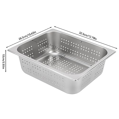 DYNAMI 1/2 Size Hotel Pan with Lid, 4" Perforate Pan+6" Steam Table Pan