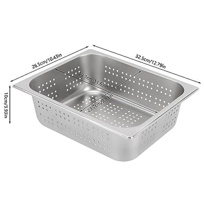 DYNAMI 1/2 Size Hotel Pan with Lid, 4" Perforate Pan+6" Steam Table Pan