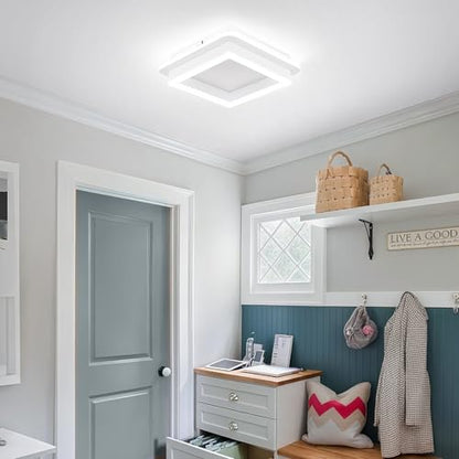 CANEOE 32W Square Hallway Light, Modern Flush Mount Led Ceiling Light,White Acrylic Close to Ceiling Lights for Bedroom Dining Room Kitchen Balcony Bathroom Aisle Ceiling Lamp (Cool White,6000K) - color: White, size: 1 Pack