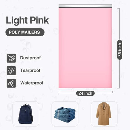 UCGOU Extra Large Poly Mailers 24x36 Inch Light Pink 50 Pack Shipping Bags - size: 24x36" 50PC