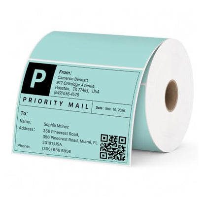 4" x 3" Thermal Labels, Green, 500 Labels/Roll - color: Green