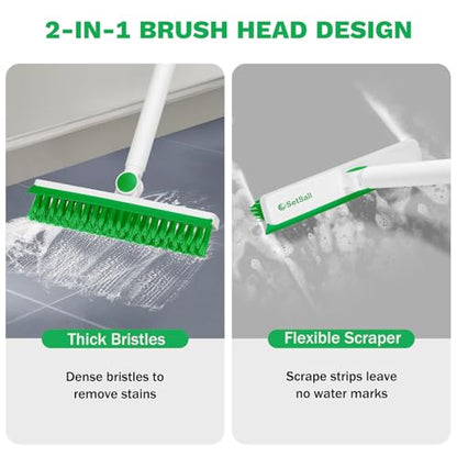 SetSail Grout Cleaner Brush with Long Handle, V-Shaped Floor Scrub Brush - color: Green