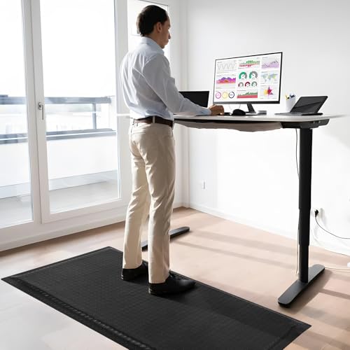 Nisorpa Anti Fatigue Mats Industrial 3' x 5' Ergonomic Standing Mat 15/16" Extra Thick Shop Floor Mat Heavy Duty Commercial Diamond Plate Safty Mat Support for Leg & Back Pain, Black - size: 3' x 5'