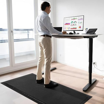 Nisorpa Anti Fatigue Mats Industrial 3' x 5' Ergonomic Standing Mat 15/16" Extra Thick Shop Floor Mat Heavy Duty Commercial Diamond Plate Safty Mat Support for Leg & Back Pain, Black - size: 3' x 5'
