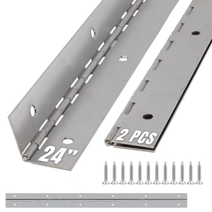 ALBO 24 x 2 Piano Hinge Stainless Steel 304, Silver, 2-Pack - color: Silver, size: 24 Inch