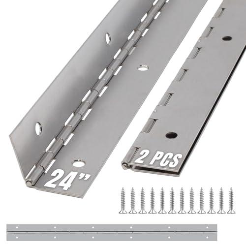 ALBO 24 x 2 Piano Hinge Stainless Steel 304, Silver, 2-Pack - color: Silver, size: 24 Inch