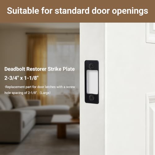 Deadbolt Restorer Strike Plate 2-3/4" x 1-1/8", Narrow Side and Large Hole - color: Matte Black, size: Large: 2-3/4" x 1-1/8"