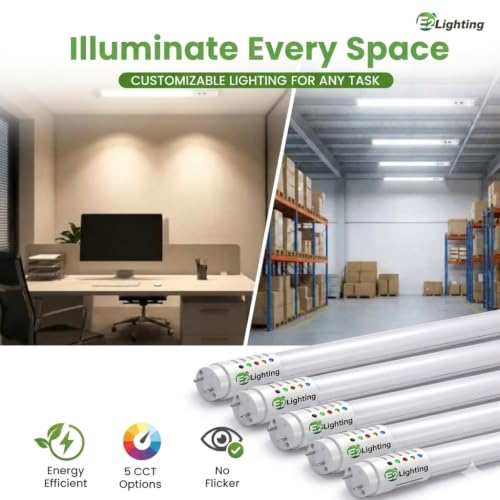 E2 LIGHTING T8 LED Bulbs 4ft, 5 CCT Tunable, 120-277V, 5 Pack, 6W - color: Tunable 2700k-5000k, size: 4 Feet
