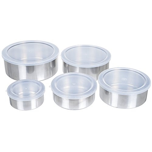 Classic Cuisine Stainless-Steel Bowls with Lids, 5-Piece-Set