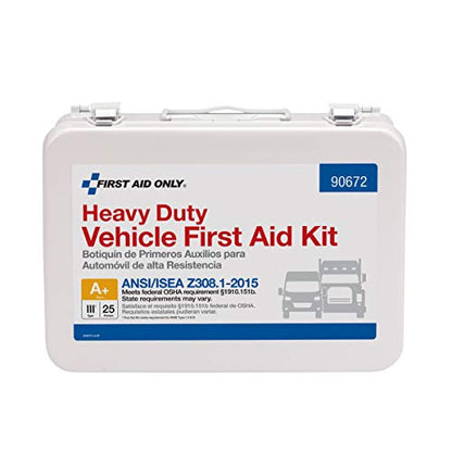 First Aid Only 90672 ANSI 2015 and OSHA-Compliant Heavy Duty Vehicle First Aid Kit, All-Purpose 25-Person Emergency First Aid Kit for Business, Truck Drivers, and Personal Cars,114 Pieces