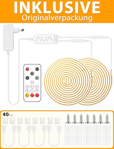 Lamomo COB LED Strip Lights 65.6ft, Natural White Rope with Remote, 2 Roll - color: Natural White, size: 65.6Ft