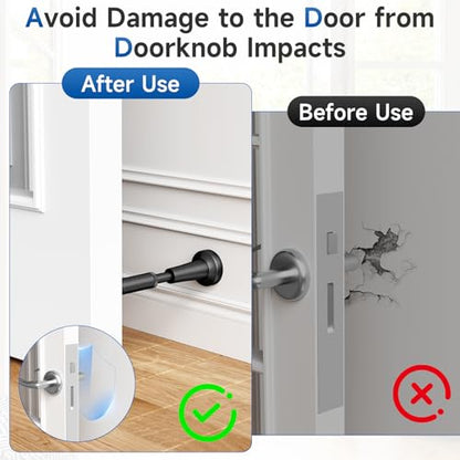1P Adjustable Spring Door Stop, 4.17-5.35in Long Door Stoppers, Black - color: Black