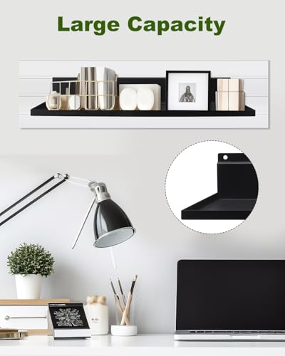 4 Pack 17×8 Inch Metal Slatwall Shelves, Black - style: 4 Pack Black