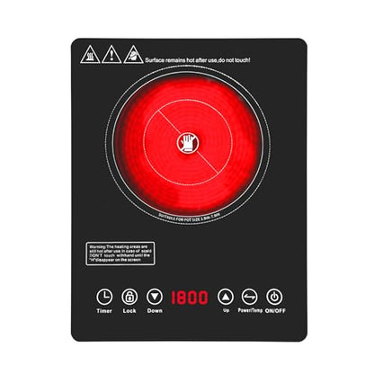 Single Burner Electric Cooktop,110V 1800W Electric Stove Top with LED Touch Control,9 Power Levels, 3 hTimer, Safety Lock, portable cooktop Overheat protection - size: Single Burner Electric Cooktop