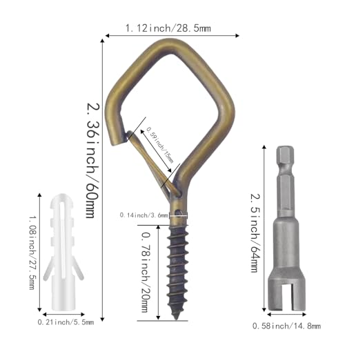 52 Pcs 2.36IN Ceiling Hooks with Safety Buckle for Plants - color: Bronze, size: 52Pcs