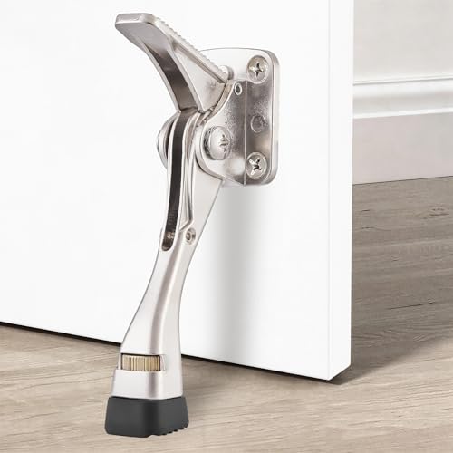 Kickdown Door Stopper for Bottom of Door, Satin Nickel, 4 Pack - color: ‎Satin Nickel