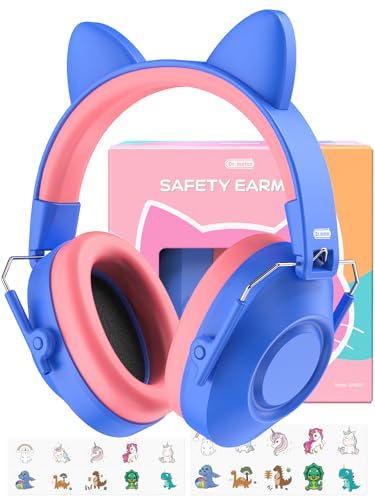 Dr.meter Kids Ear Protection Ear Muffs for Noise Reduction Cute Cat Ear - color: Cat Dark Blue
