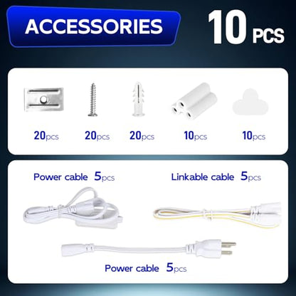 hykolity T8 LED Shop Lights 4FT, 6500K Super Bright White, 40W, 5200LM - size: 4FT