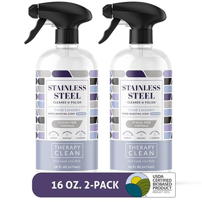 Therapy Stainless Steel Cleaner and Polish, Lavender - Two 16oz Bottles - size: 16 Fl Oz (Pack of 2)